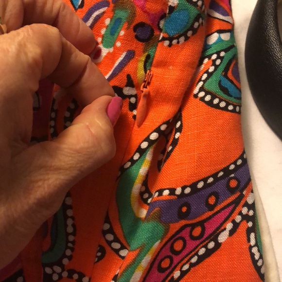 Choices Colorful Linen Summer Dress Sleeveless scoop neck Side Zip SZ M R2 - Picture 9 of 9